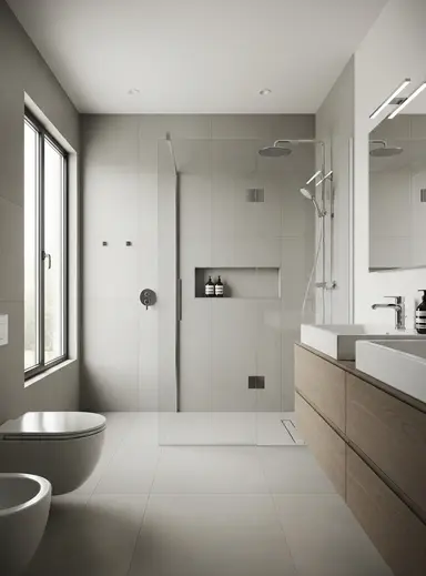 Tile work in a modern bathroom